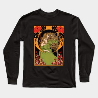 Art Deco Lady 2 (on black) Long Sleeve T-Shirt